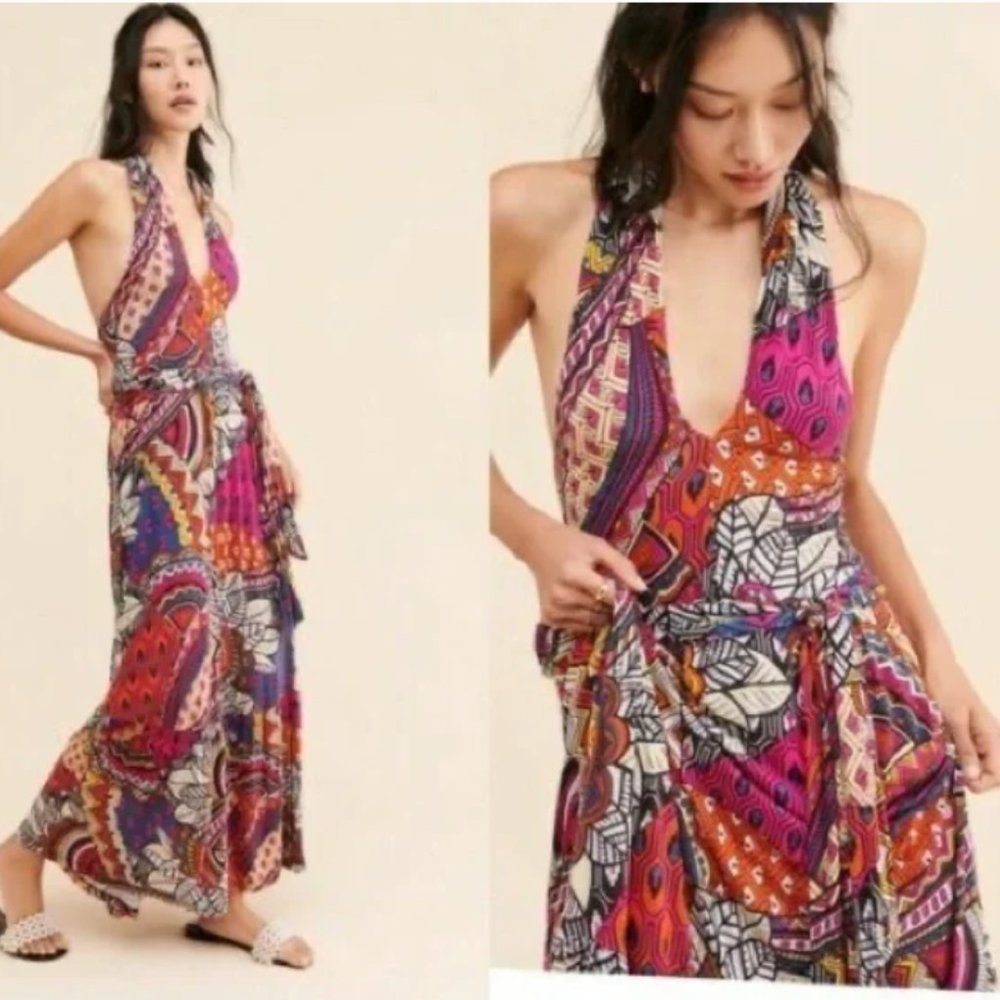 Multicolor Halter Maxi Dress MAEVE ANTHROPOLOGIE